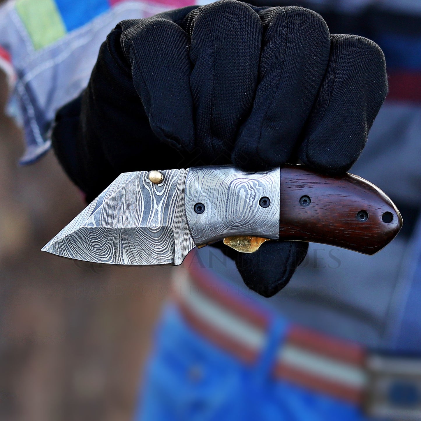 ZenithZing - Hand Forged 5.5" Mini Folding Knife with Leather Sheath