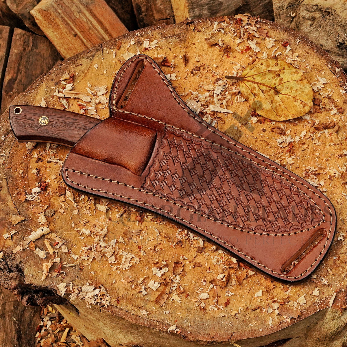 Razorwind - 11" Full Tang Hand Forged Damascus Hunting Knives with Walnut Wood Handle