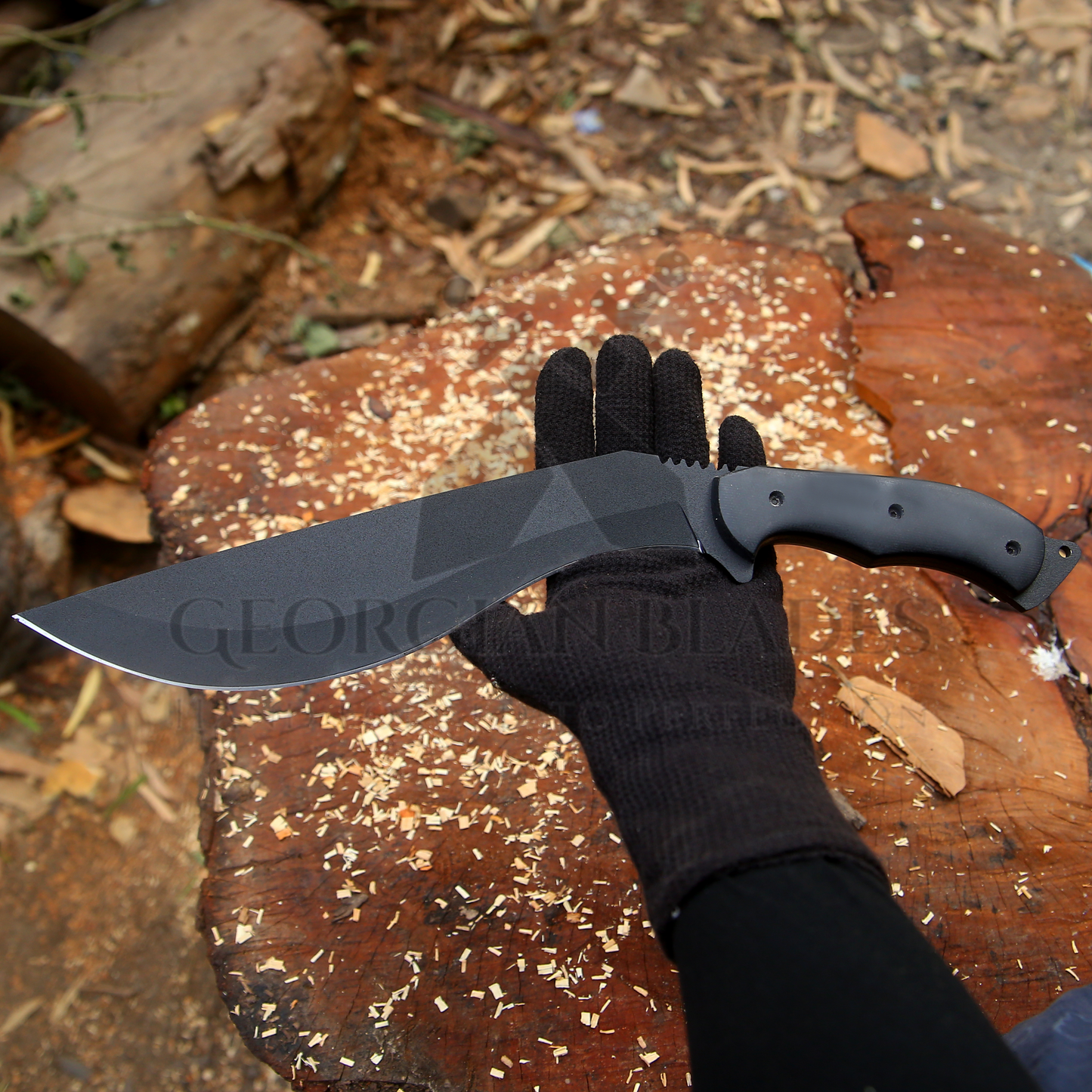 Blackhawk Tracker Kukri: 16" Heavy Duty Carbon Steel Outdoor Kukri Knife with Micarta Handle & Leather Sheath