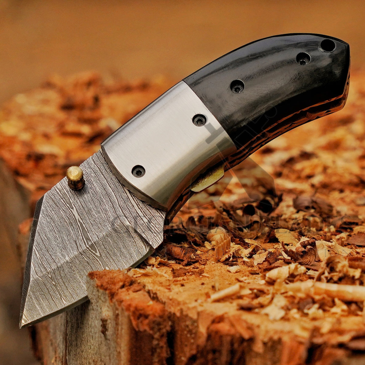 Tiny Torque - Hand Forged 5" EDC Mini Pocket Folding Knife with Leather Sheath