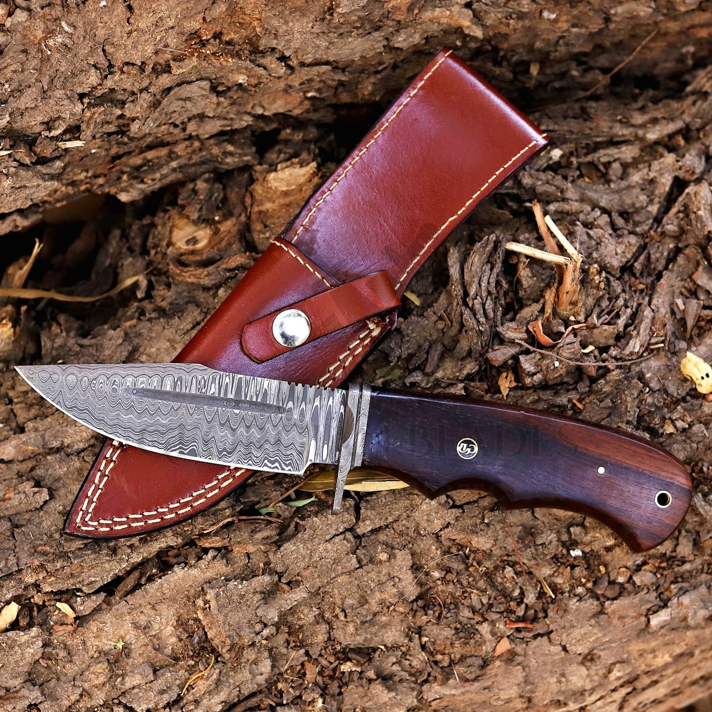 Onyx Seeker - 10.5 inch Hidden Tang Damascus Steel Hunting Knife