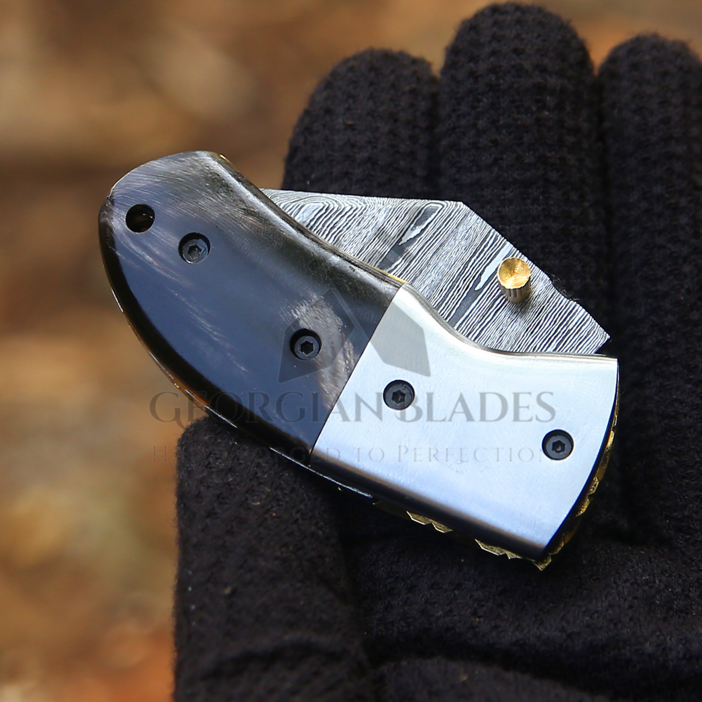 Tiny Torque - Hand Forged 5.5" EDC Mini Pocket Folding Knife with Leather Sheath