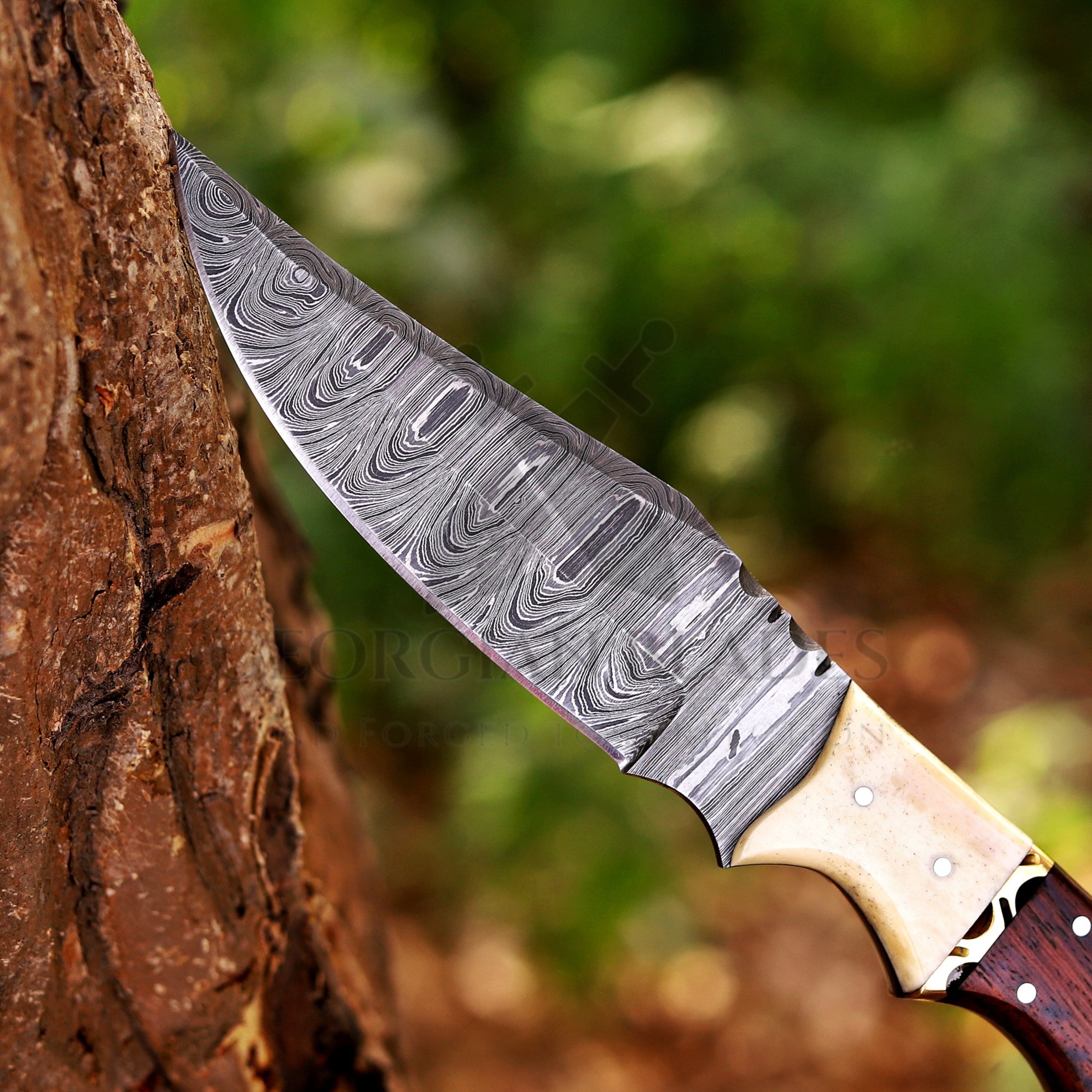 Johnny Appleseed Blade - 10” Damascus Steel Full Tang Hunting
