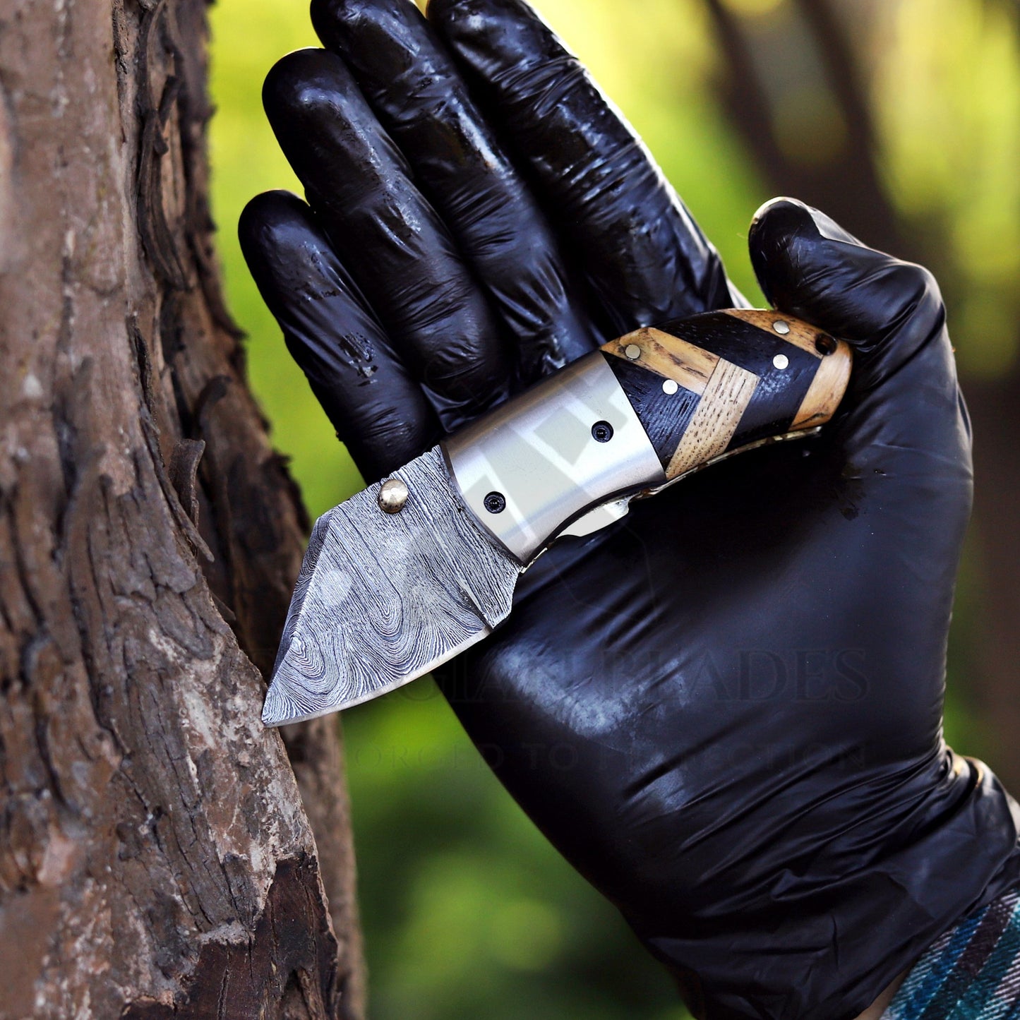 Mini Marvel - Hand Forged 5" Folding Knife with Leather Sheath