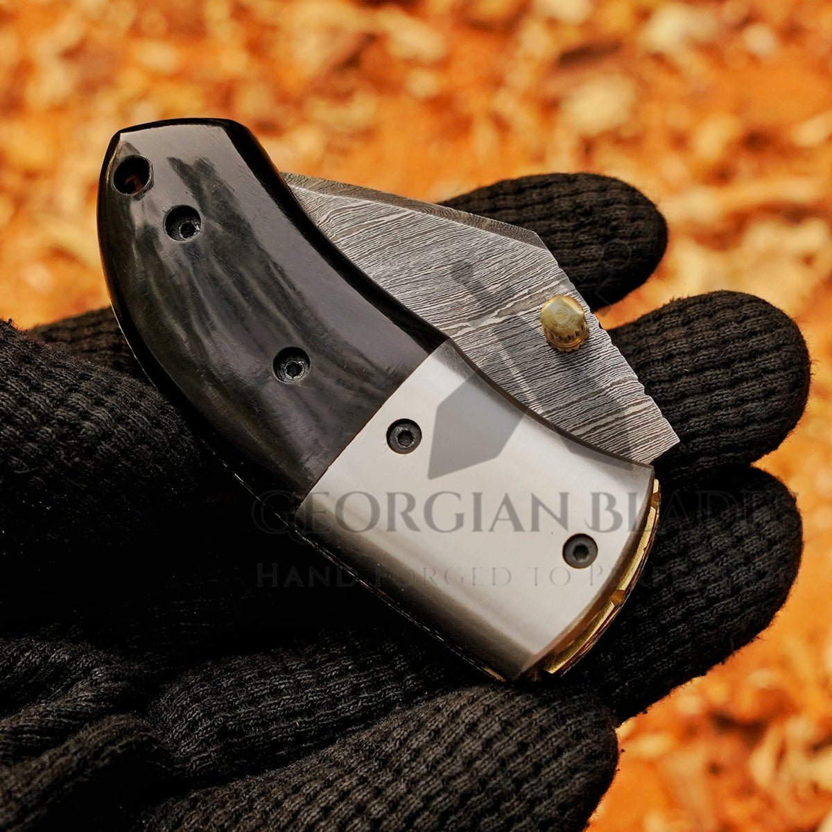 Tiny Torque - Hand Forged 5" EDC Mini Pocket Folding Knife with Leather Sheath