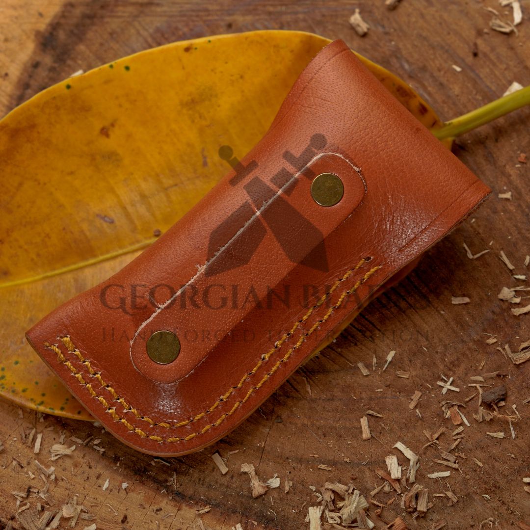 The Sully Folder - 7 inch Pocket Folding Clip Knife with Stag and Bone Handle and Leather Sheath