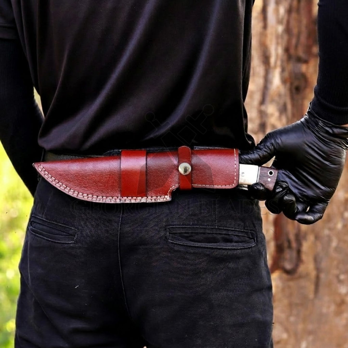 Savage Soulblade - 11" Custom Hand Forged Hunting Knife with Leather Sheath