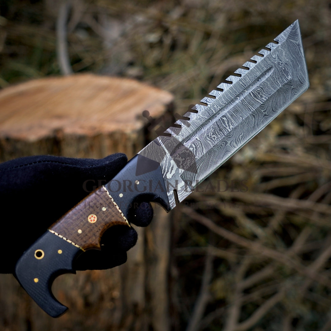 Voyager Vanguard: HANDMADE DAMASCUS Steel Hunting Tracker Fix Blade Knife Full Tang