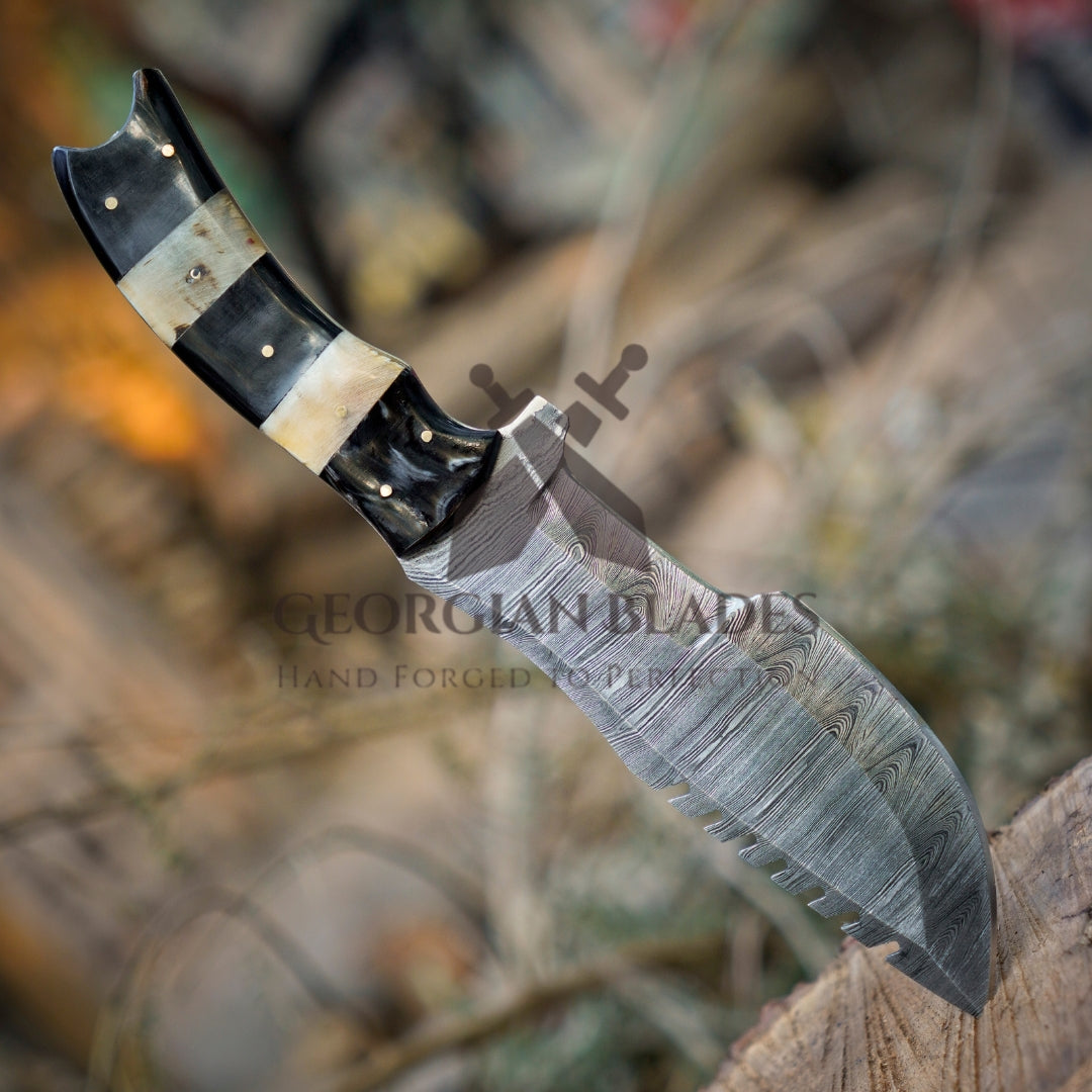 Trekker's Edge: HAND FORGED DAMASCUS Steel Hunting BUSHCRAFT SURVIVAL TRACKER KNIFE