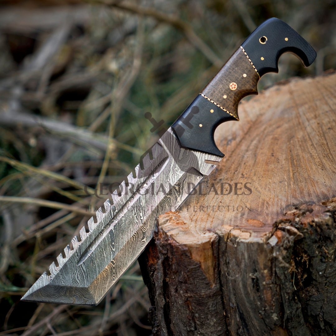 Voyager Vanguard: HANDMADE DAMASCUS Steel Hunting Tracker Fix Blade Knife Full Tang