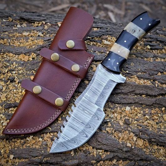 Trekker's Edge: HAND FORGED DAMASCUS Steel Hunting BUSHCRAFT SURVIVAL TRACKER KNIFE