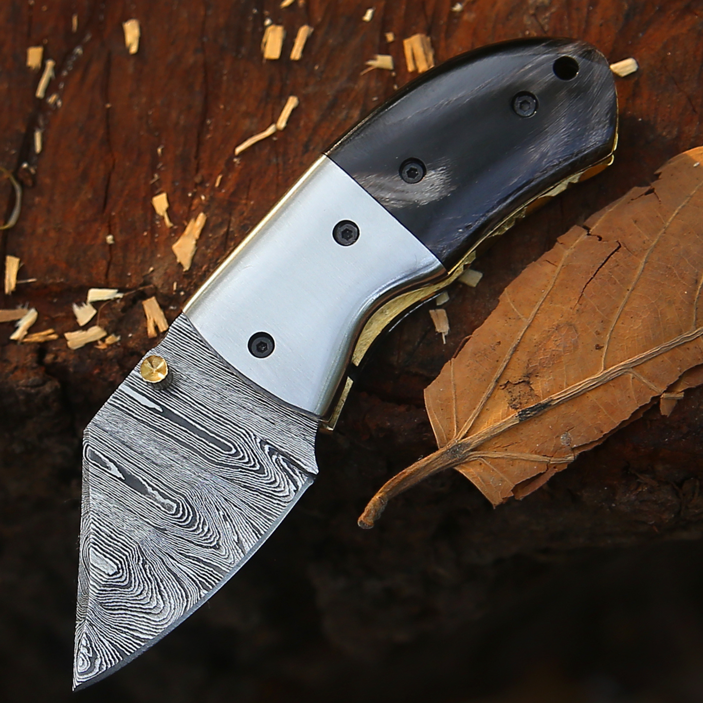 Tiny Torque - Hand Forged 5.5" EDC Mini Pocket Folding Knife with Leather Sheath