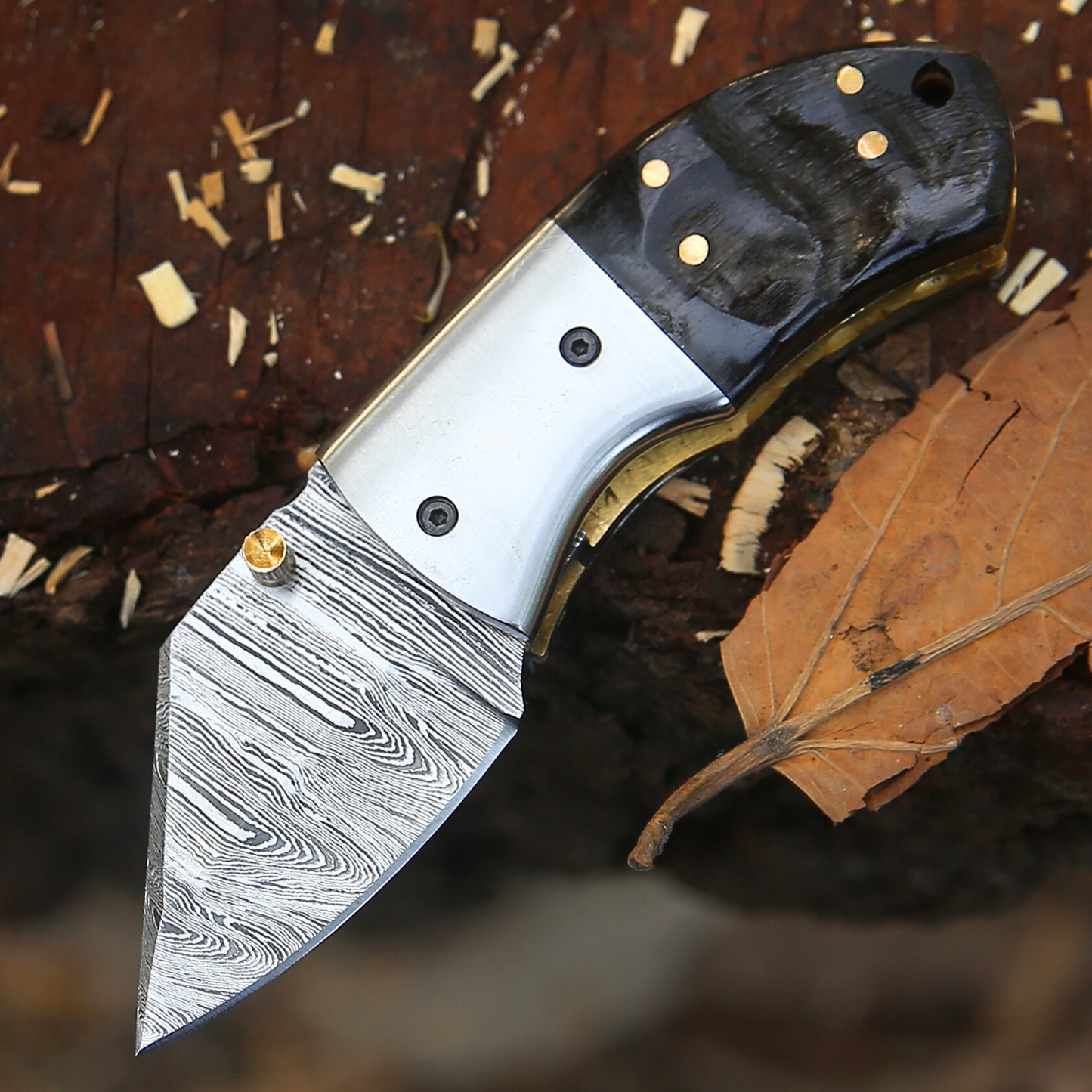 Lil' Capra Cutter - Hand Forged 5.5" EDC Pocket Folding Knife with Leather Sheath