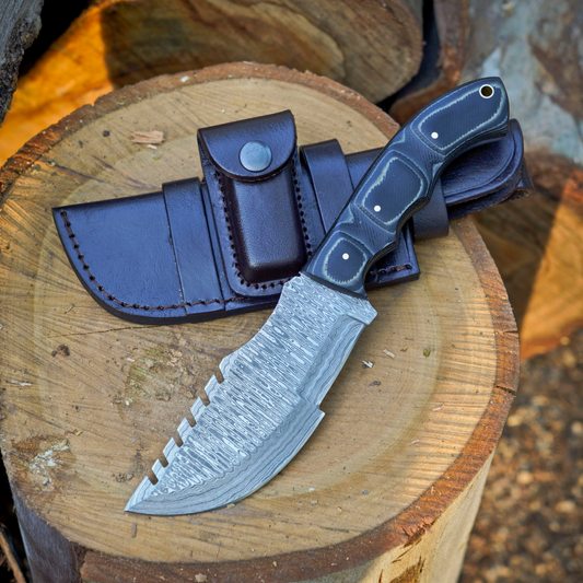 The Jim Bridger - 10 inch Tracker Knife with Micarta Handle Built for the Wilderness with Leather Sheath