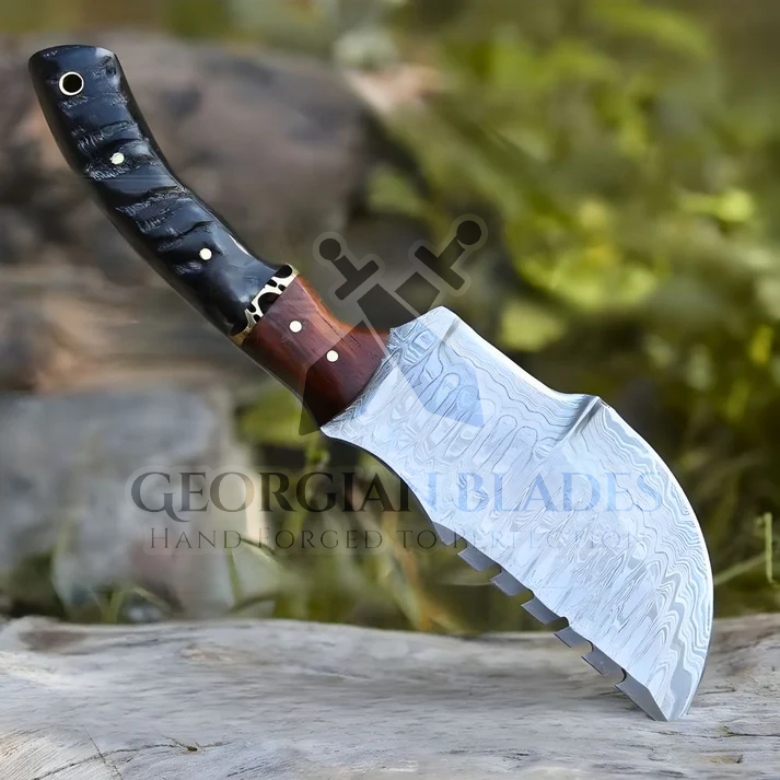 Expedition Emissary: Handmade Damascus Steel Hunting Tracker Knife With Ram Horn & Cocobolo Wood Handle