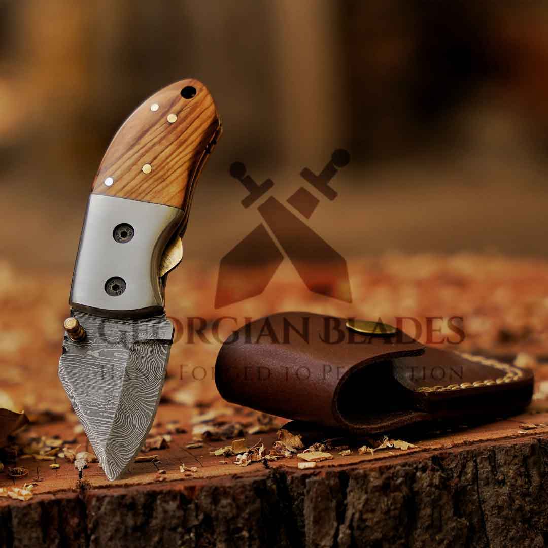 Pocket Folding Knife / Mini Pocket Folding Knife / Damascus popular Steel / Unique Handle Pocket Folding Knife