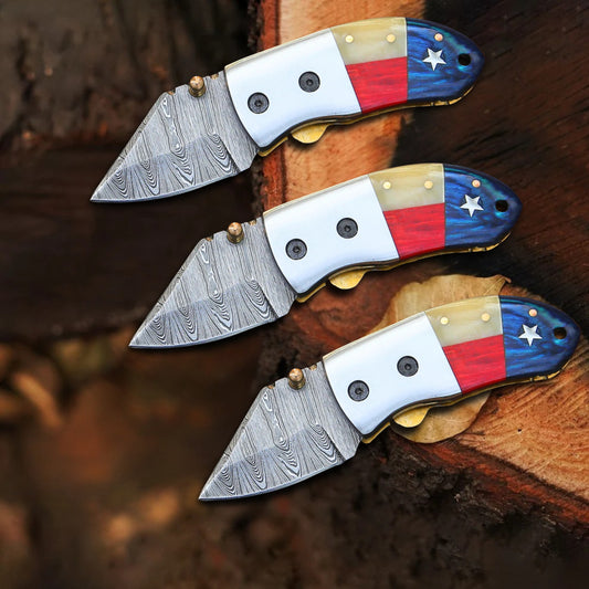 Paul Revere Knife – Hand-Forged 5" Damascus EDC | Best-Selling 3-Pack Option