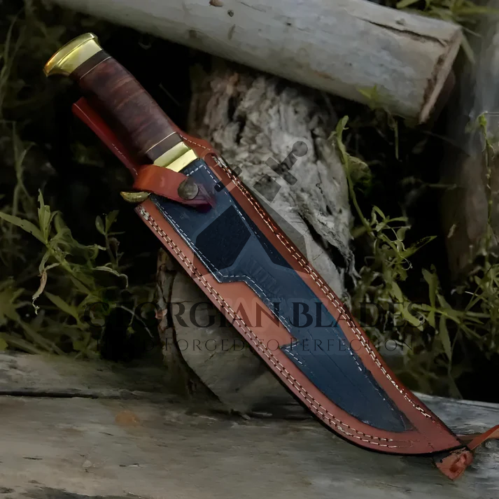 Wilderness Warden: Bowie Knife - Handmade D2 Bowie Knife Fix Blade - Composite Wood Handle