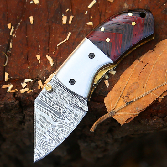 Mini Marvel - Hand Forged 5.5" Folding Knife with Leather Sheath