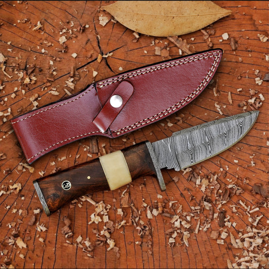 Blazeheart - 10" Hand Forged Damascus Steel Hunting Knife