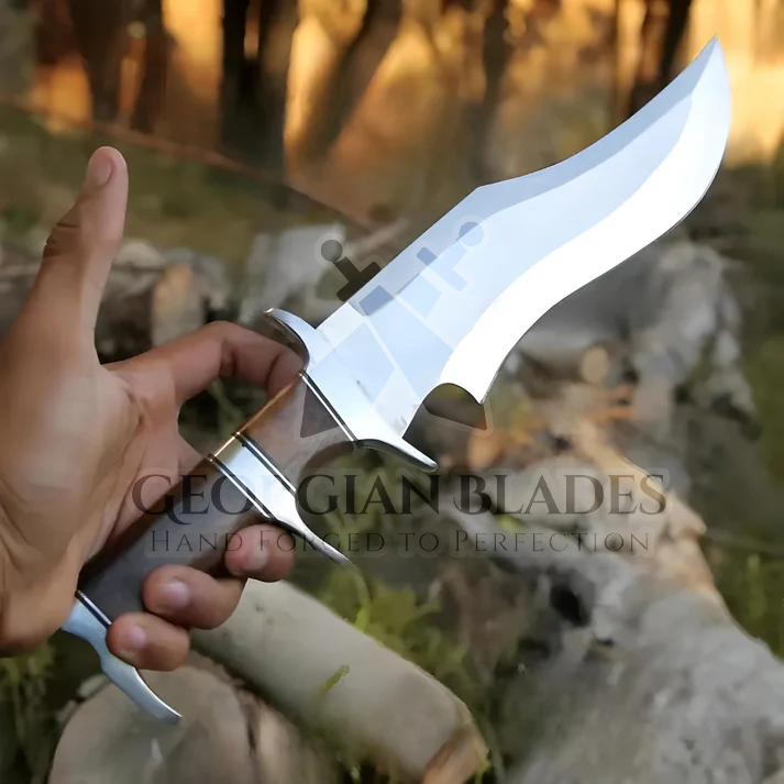 Timber Titan Bowie: Bowie Knife - Handmade Fix Blade Knife - Semi Stainless Steel - Rose Wood Handle