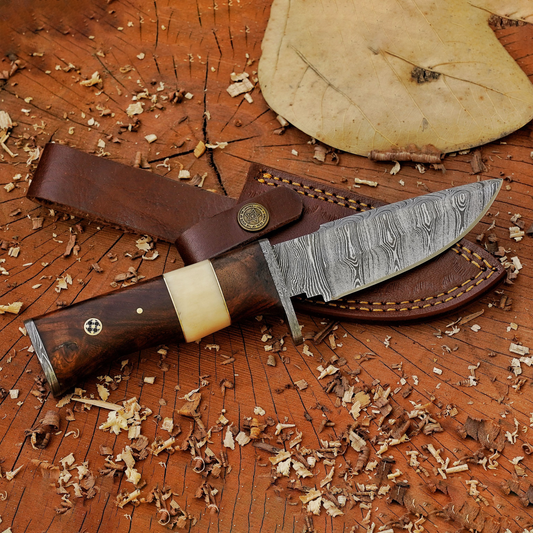 Blazeheart - 10" Hand Forged Damascus Steel Hunting Knife