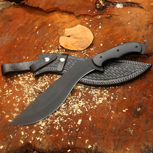 Blackhawk Tracker Kukri: 16" Heavy Duty Carbon Steel Outdoor Kukri Knife with Micarta Handle & Leather Sheath