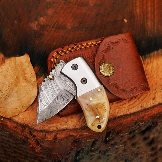 Lil' Capra Cutter - Hand Forged 5.5" EDC Pocket Knife with Leather Sheath