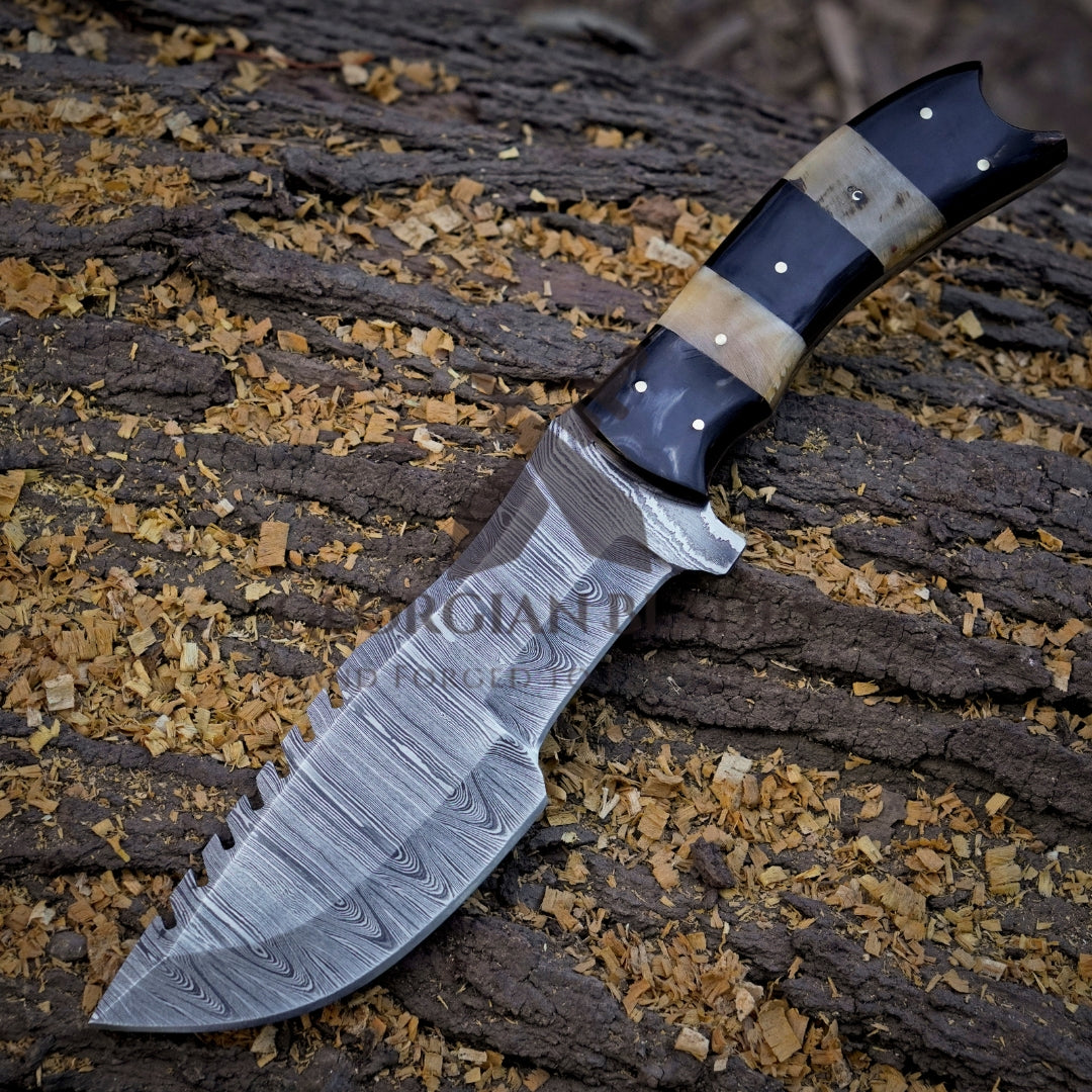 Trekker's Edge: HAND FORGED DAMASCUS Steel Hunting BUSHCRAFT SURVIVAL TRACKER KNIFE