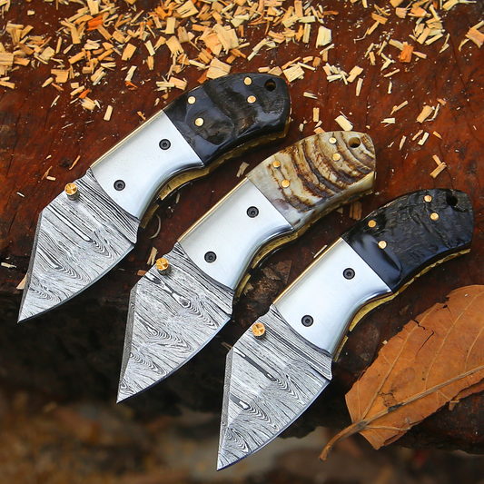 Lil' Capra Cutter - Hand Forged 5.5" EDC Pocket Folding Knife with Leather Sheath