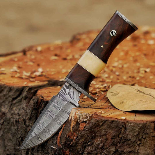 Blazeheart - 10" Hand Forged Damascus Steel Hunting Knife