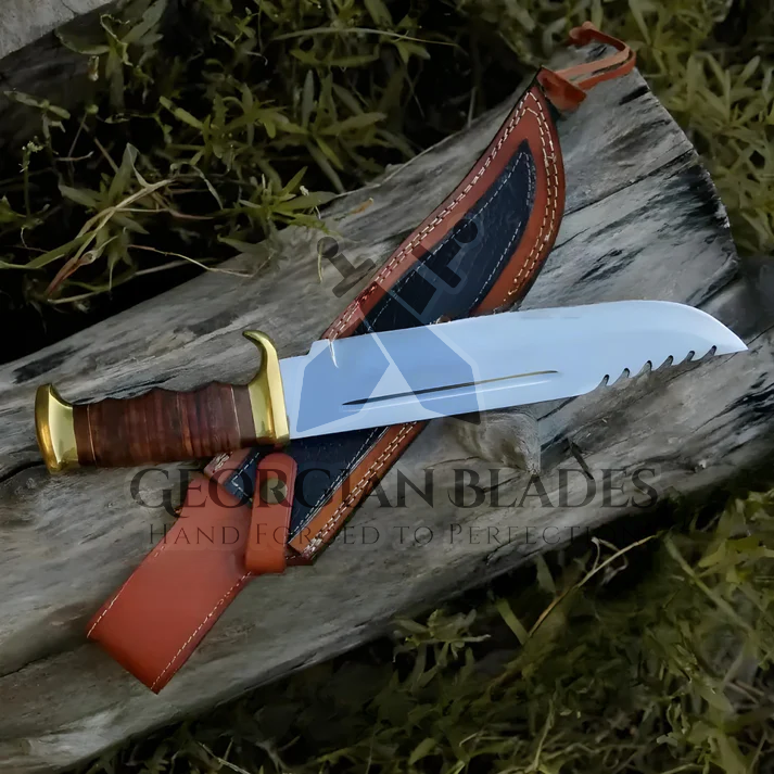 Wilderness Warden: Bowie Knife - Handmade D2 Bowie Knife Fix Blade - Composite Wood Handle