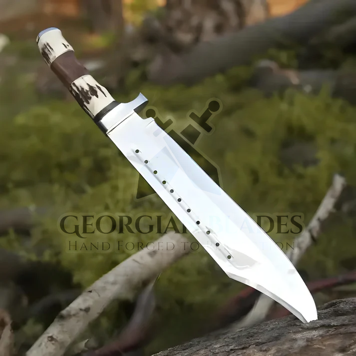 Wild West Warrior: Bowie Knife - Handmade D2 Bowie Knife Steel Hunting Fix Blade - Stag Antler & Wood Handle