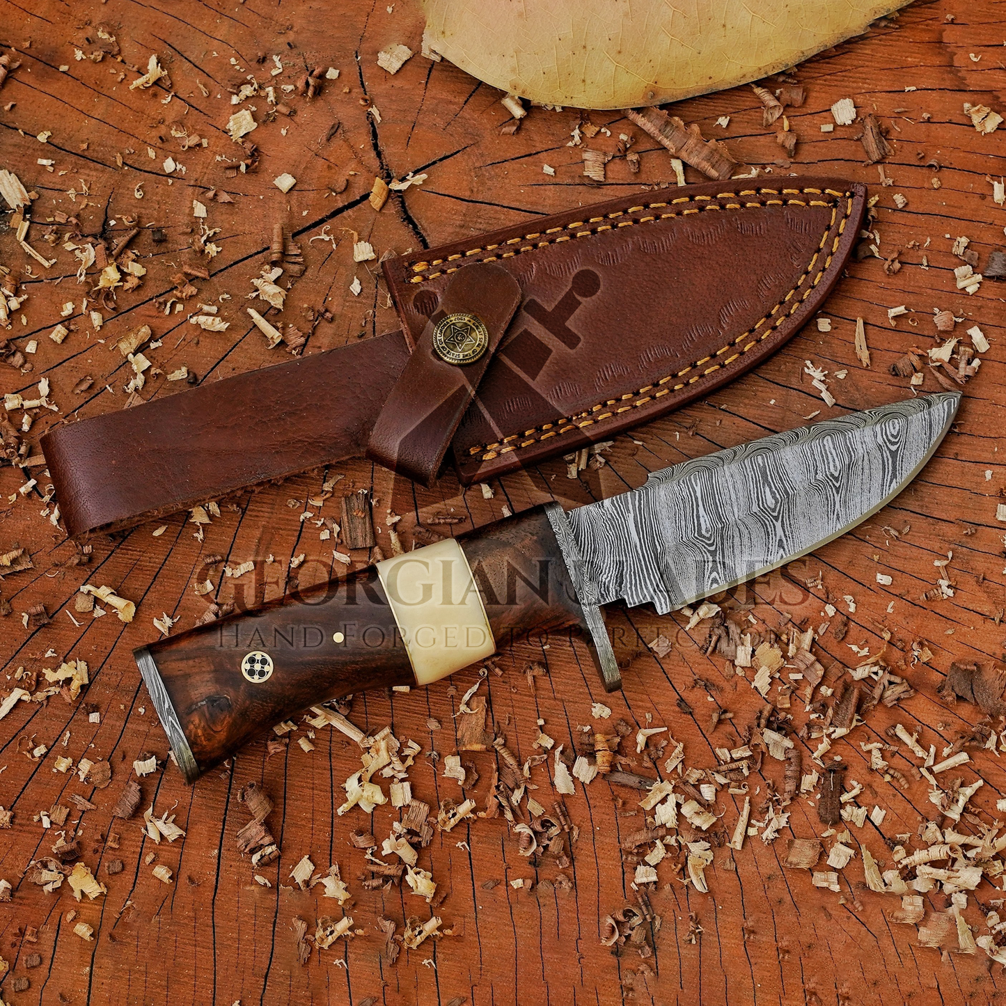 Blazeheart - 10" Hand Forged Damascus Steel Hunting Knife