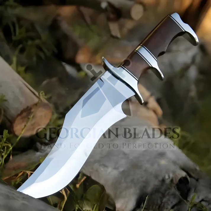 Timber Titan Bowie: Bowie Knife - Handmade Fix Blade Knife - Semi Stainless Steel - Rose Wood Handle