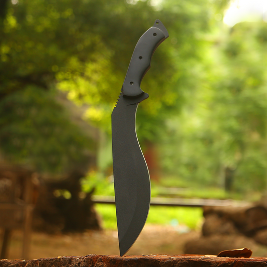 Blackhawk Tracker Kukri: 16" Heavy Duty Carbon Steel Outdoor Kukri Knife with Micarta Handle & Leather Sheath