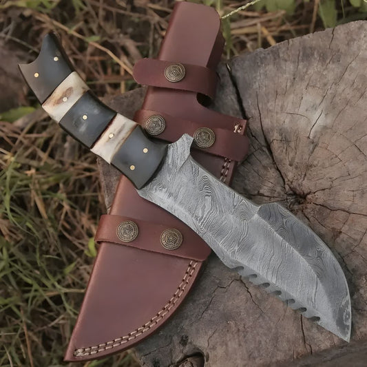 Trekker's Edge: HAND FORGED DAMASCUS Steel Hunting BUSHCRAFT SURVIVAL TRACKER KNIFE