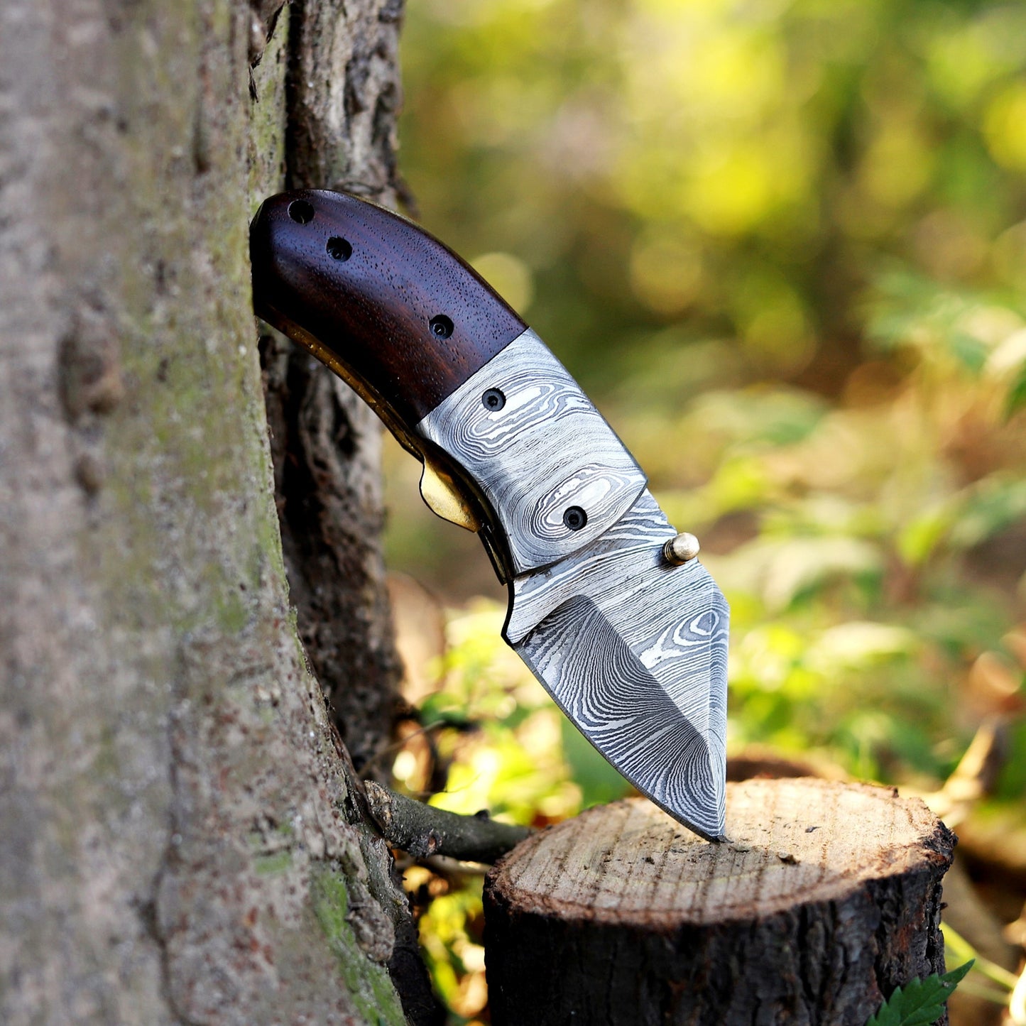 ZenithZing - Hand Forged 5.5" Mini Folding Knife with Leather Sheath