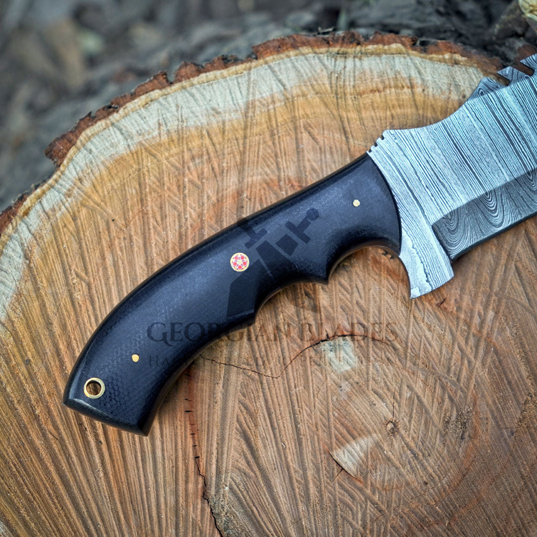 Pathfinder Pro: Handmade Forged Damascus Steel Tracker Hunting Bushcraft Knife Survival EDC 10” With Micarta Handle