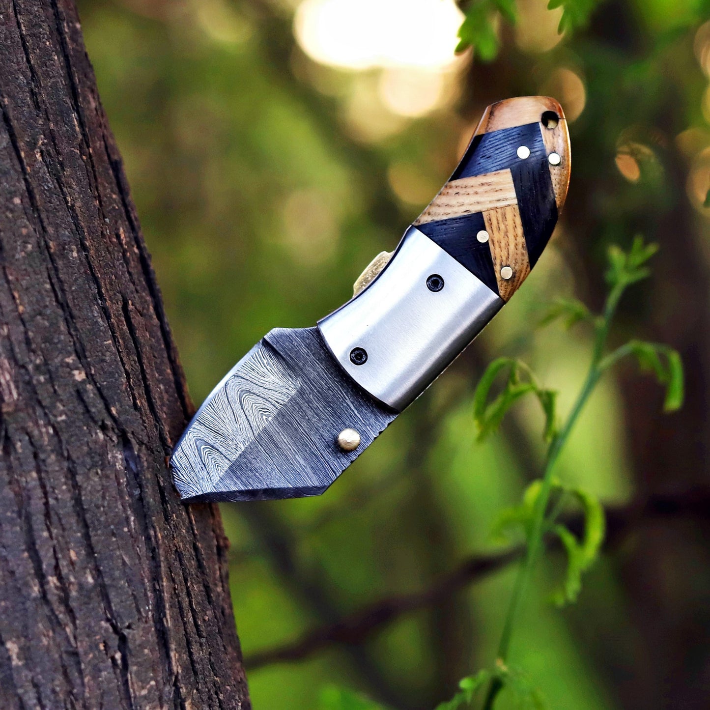 Mini Marvel - Hand Forged 5" Folding Knife with Leather Sheath