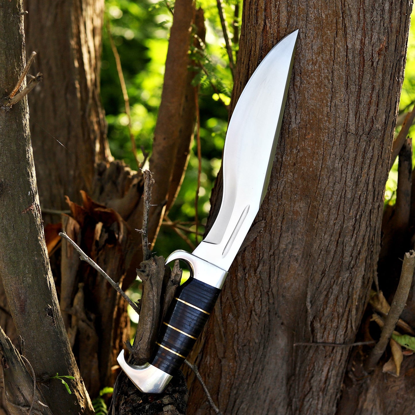 Eisenhower Kukri Knife: 15.7 inch Kukri Knife with Leather Sheath