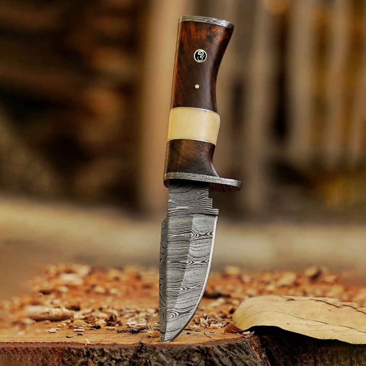 Blazeheart - 10" Hand Forged Damascus Steel Hunting Knife