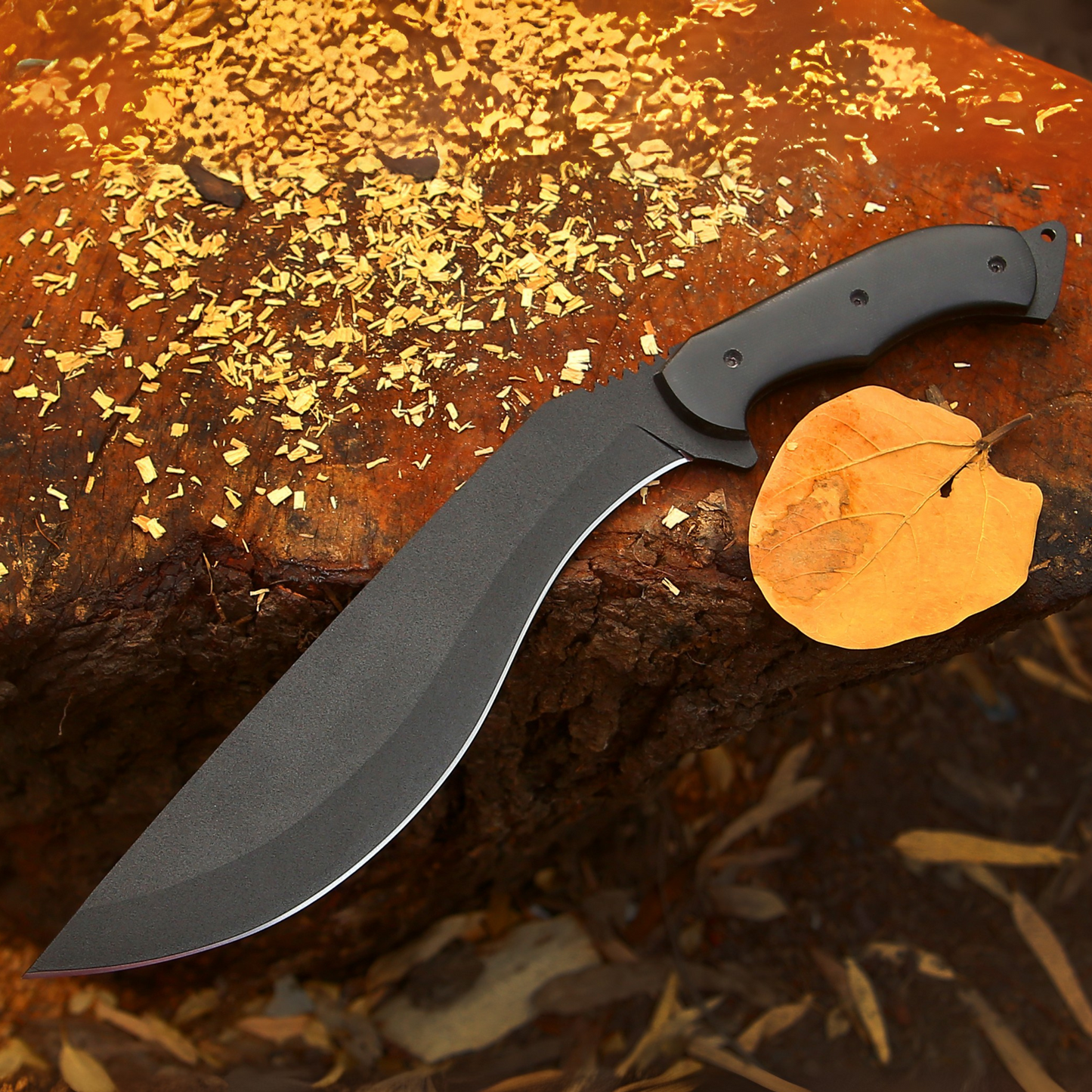 Blackhawk Tracker Kukri: 16" Heavy Duty Carbon Steel Outdoor Kukri Knife with Micarta Handle & Leather Sheath