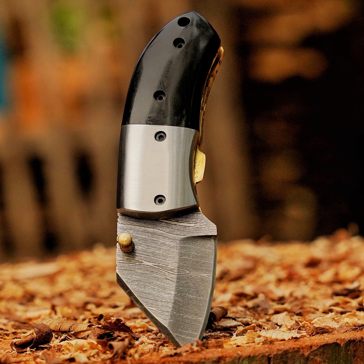 Tiny Torque - Hand Forged 5" EDC Mini Pocket Folding Knife with Leather Sheath