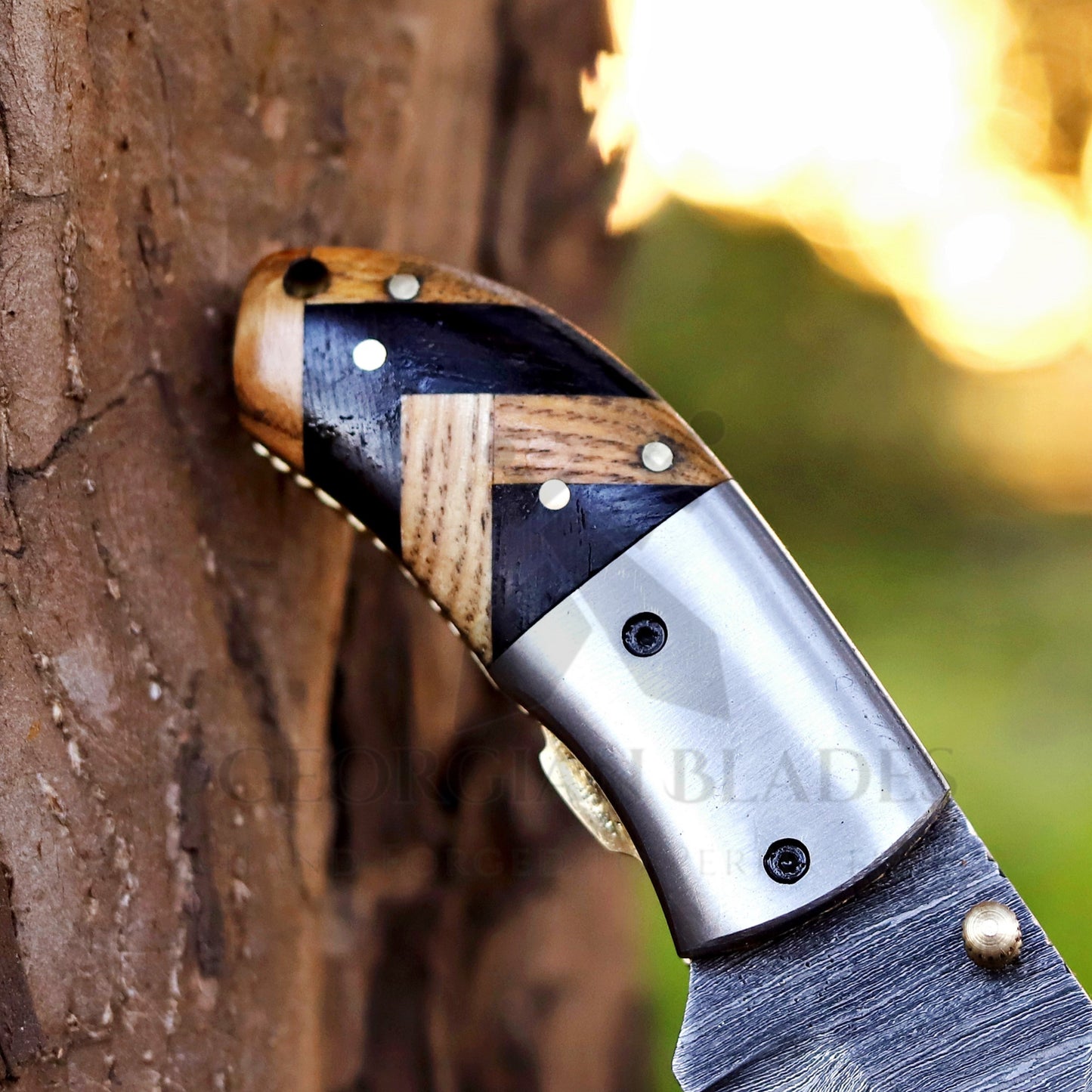 Mini Marvel - Hand Forged 5" Folding Knife with Leather Sheath