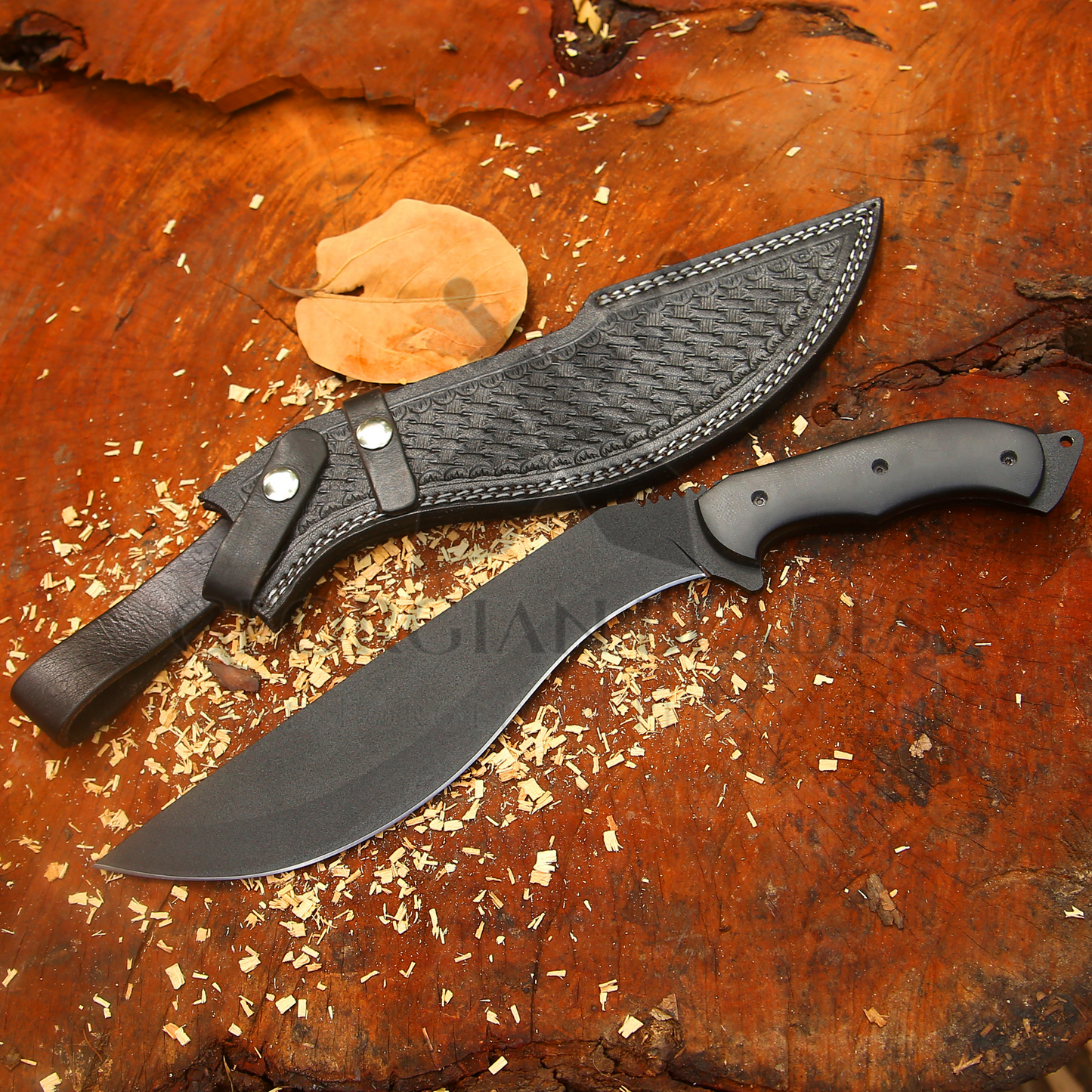 Blackhawk Tracker Kukri: 16" Heavy Duty Carbon Steel Outdoor Kukri Knife with Micarta Handle & Leather Sheath