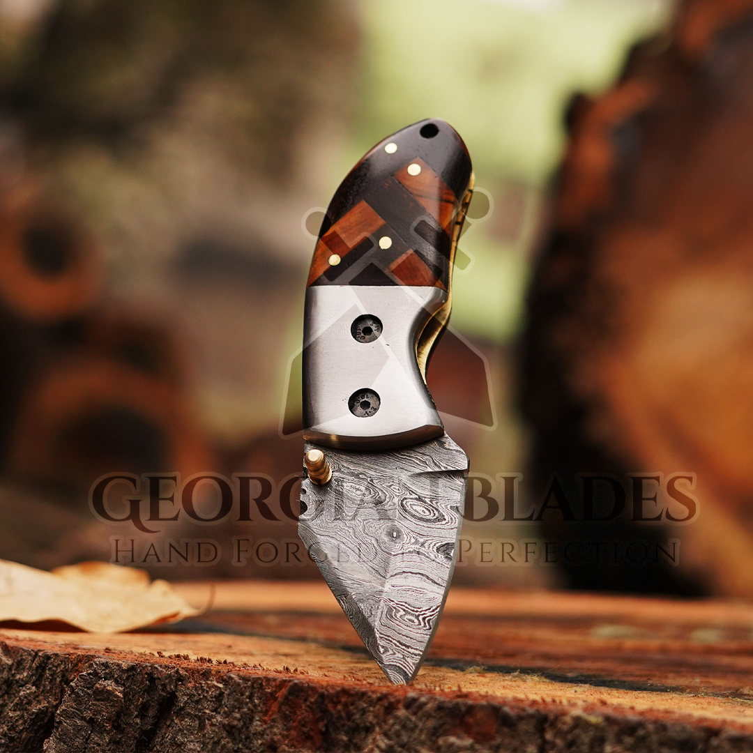 Mini Marvel - Hand Forged 5.5" Folding Knife with Leather Sheath