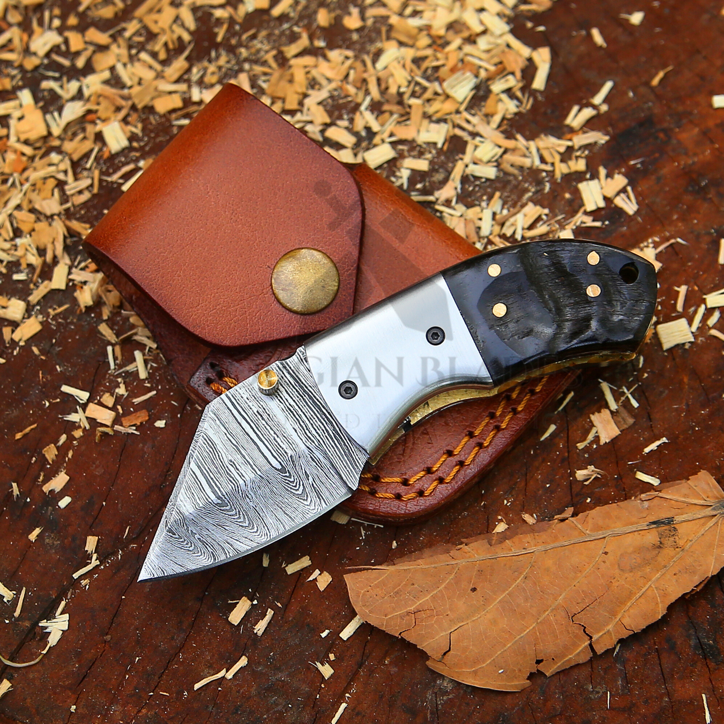 Lil' Capra Cutter - Hand Forged 5.5" EDC Pocket Folding Knife with Leather Sheath