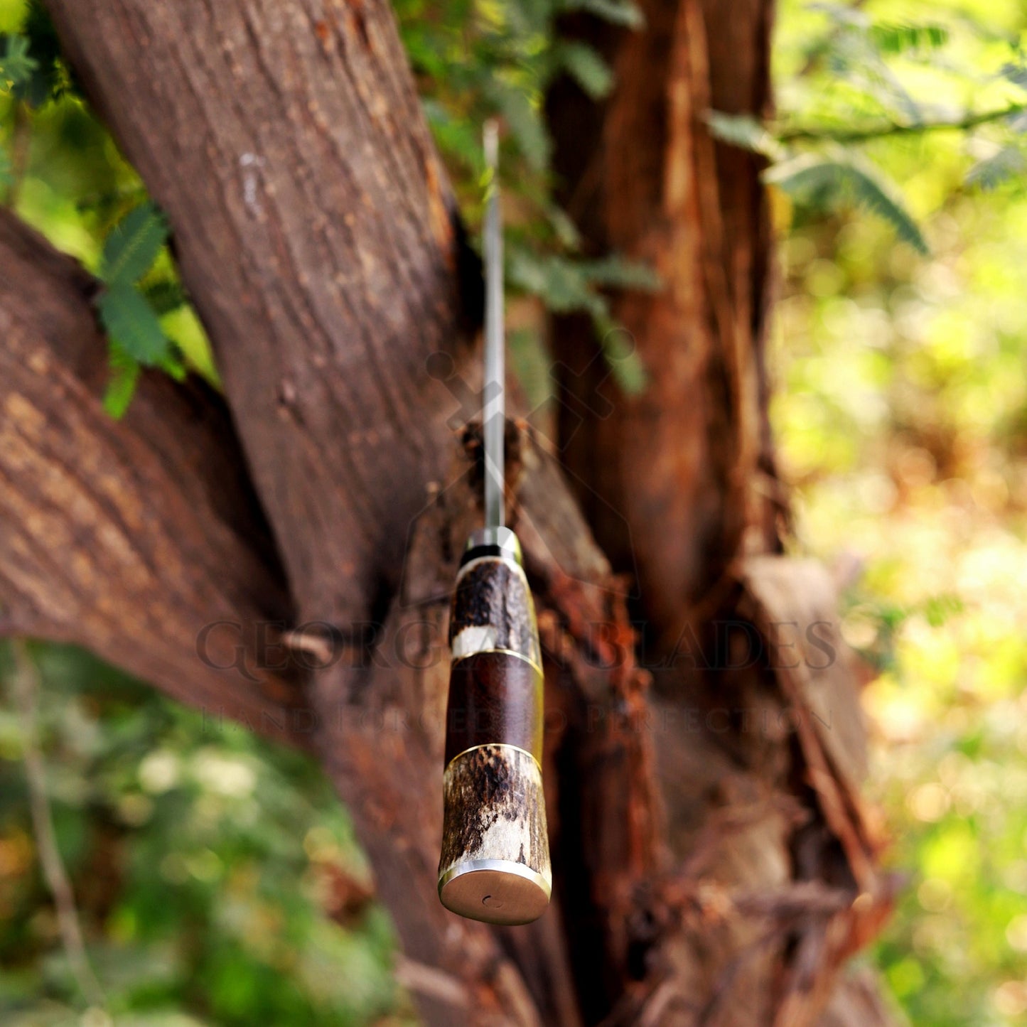 Wild West Warrior: Bowie Knife - Handmade D2 Bowie Knife Steel Hunting Fix Blade - Stag Antler & Wood Handle