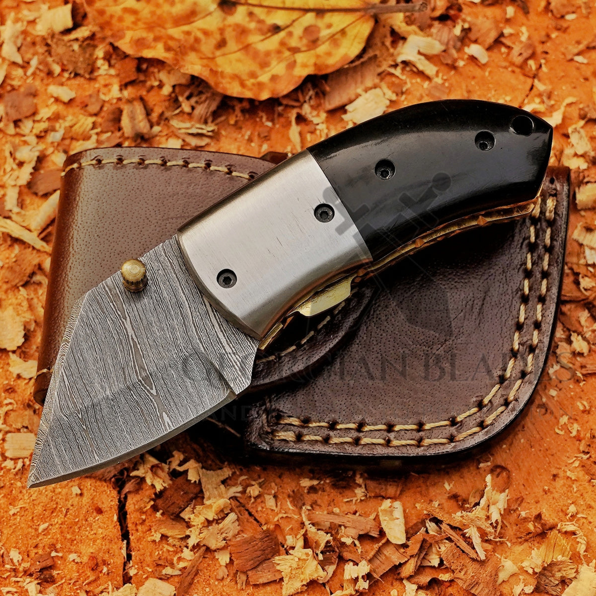 Tiny Torque - Hand Forged 5" EDC Mini Pocket Folding Knife with Leather Sheath